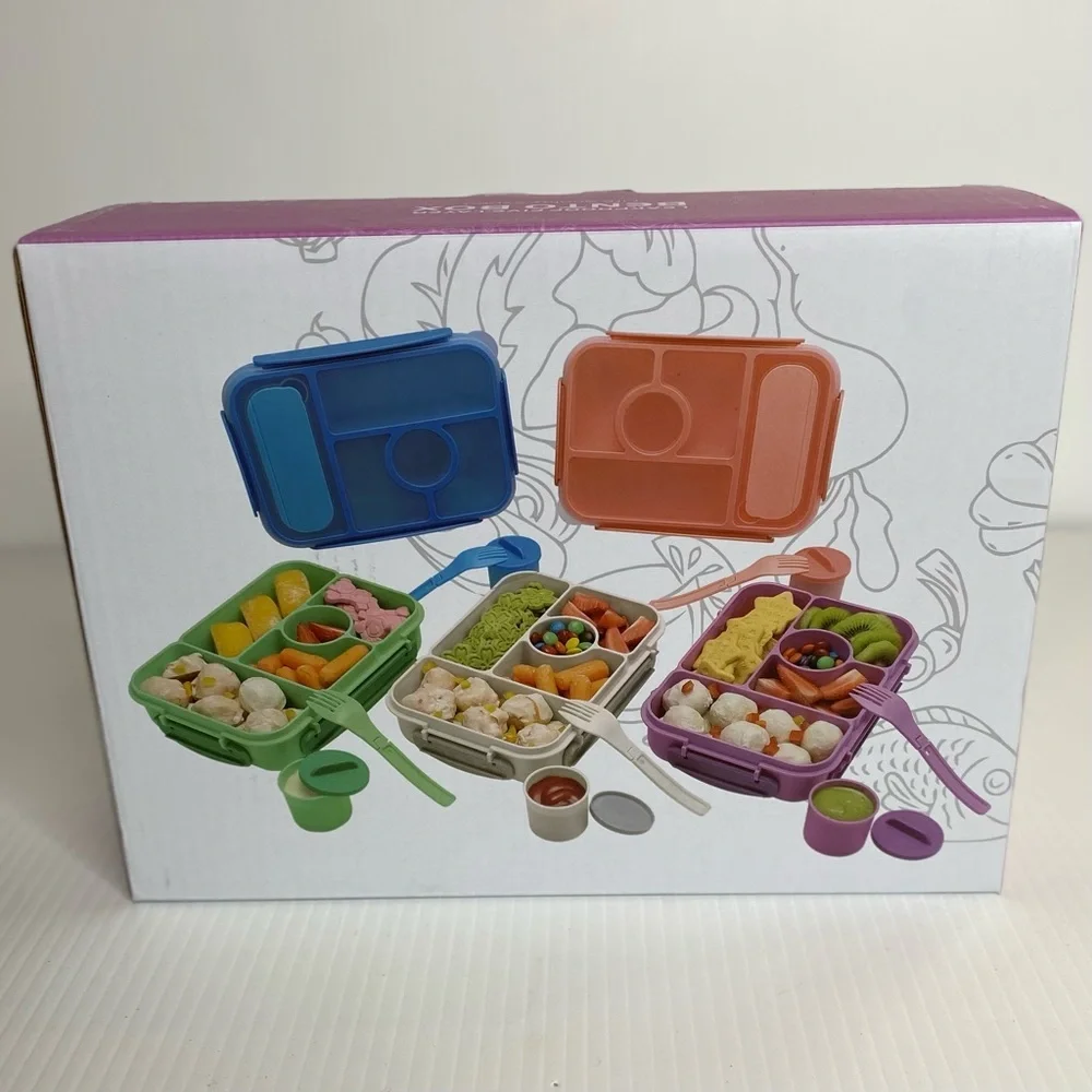 Amathley Bento Box With 5 Compartments For Lunches Adults, Kids, Purple BPA Free - Picture 4 of 8